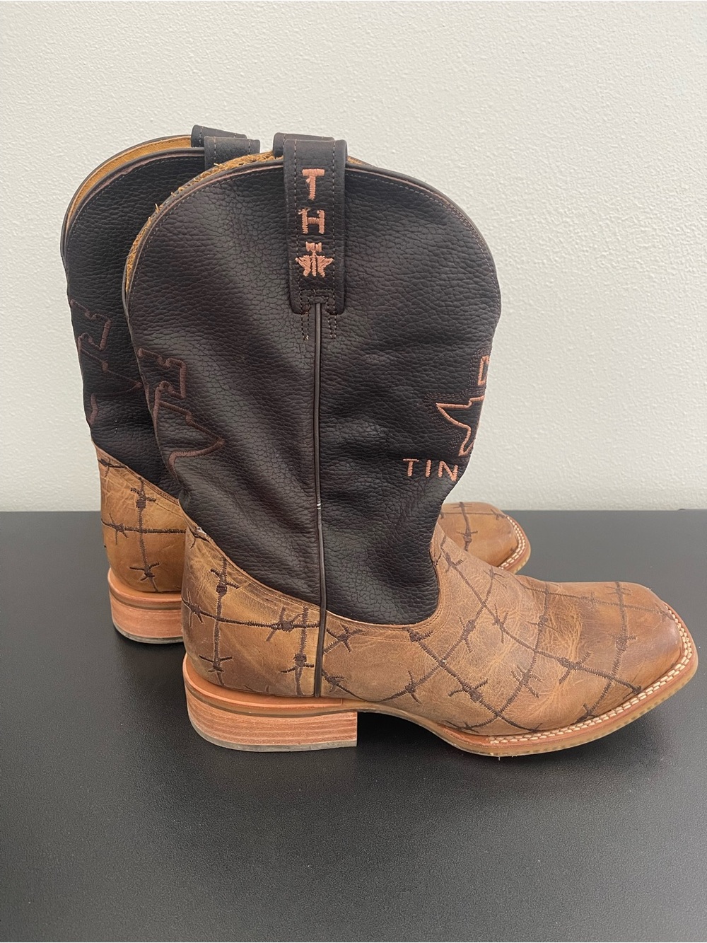 Tin Haul Black Shaft with Brown Foot Western Cowboy Boots